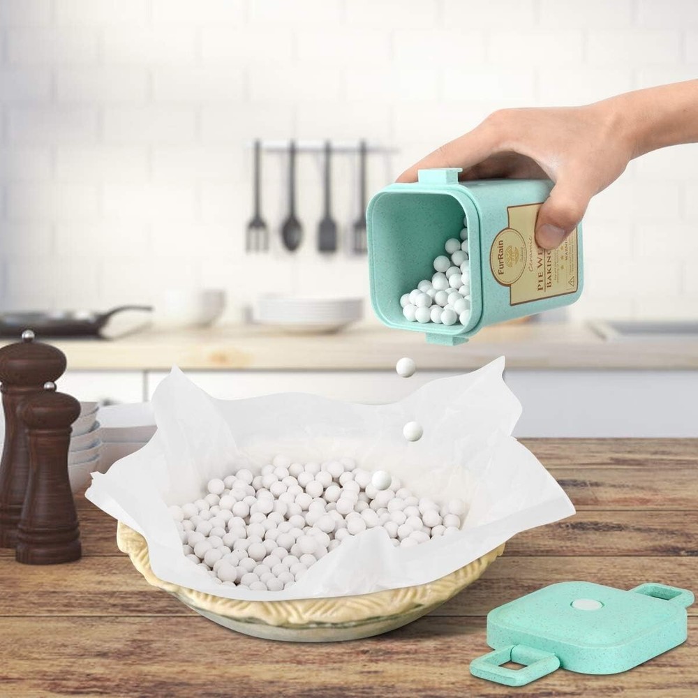 Reusable Ceramic Pie Weights - Essential 10mm Baking Beans in Straw Container