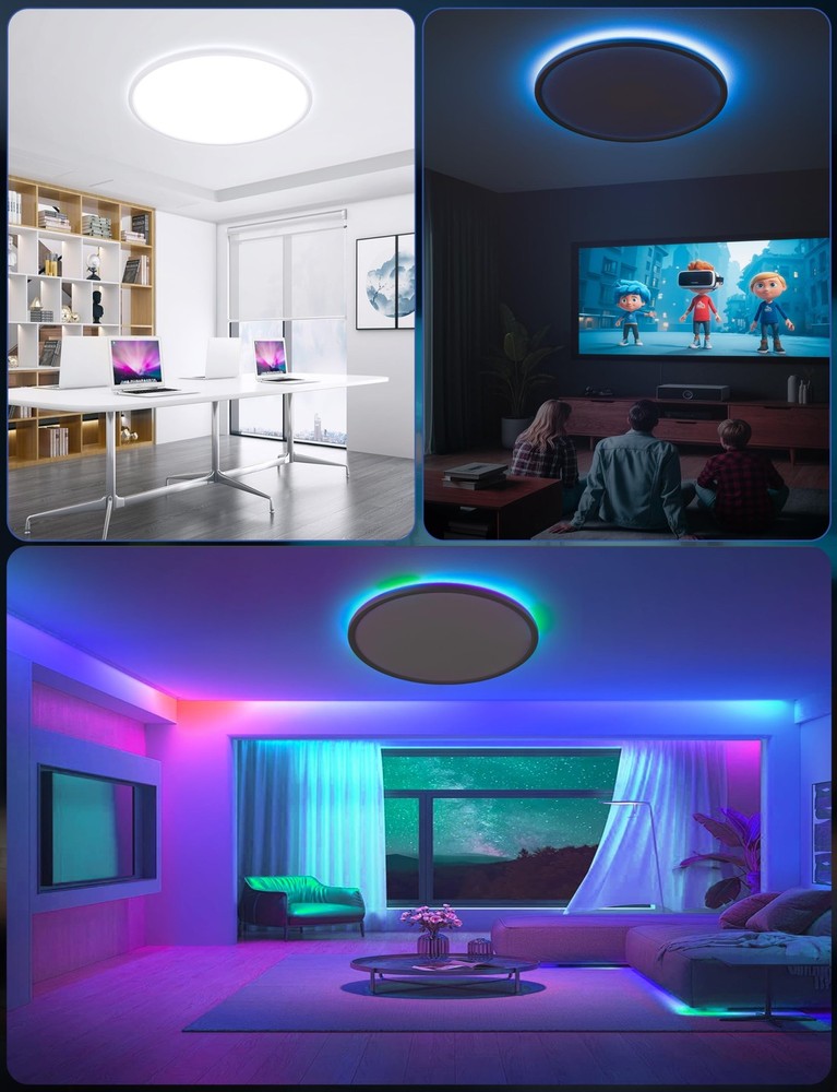 Ceiling Light, RGB Flush Mount Ceiling Light with Remote，Ambient Lighting Fix...