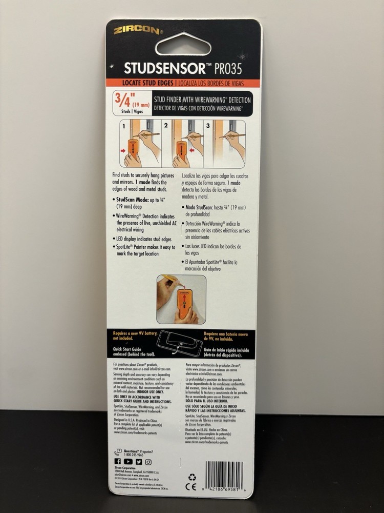 Zircon StudSensor Pro35 With WireWarning Detection