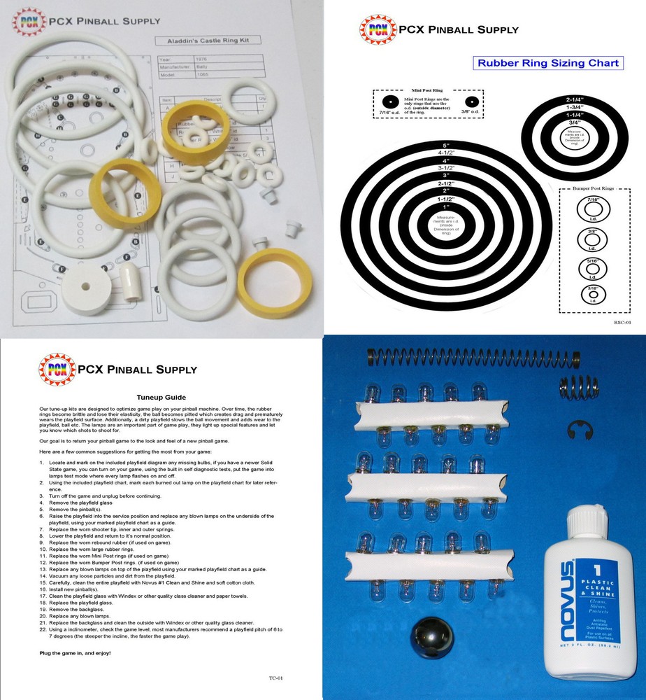 1976 Bally Aladdin's Castle Pinball Basic Tune-up Kit - Includes Rubber Ring Kit