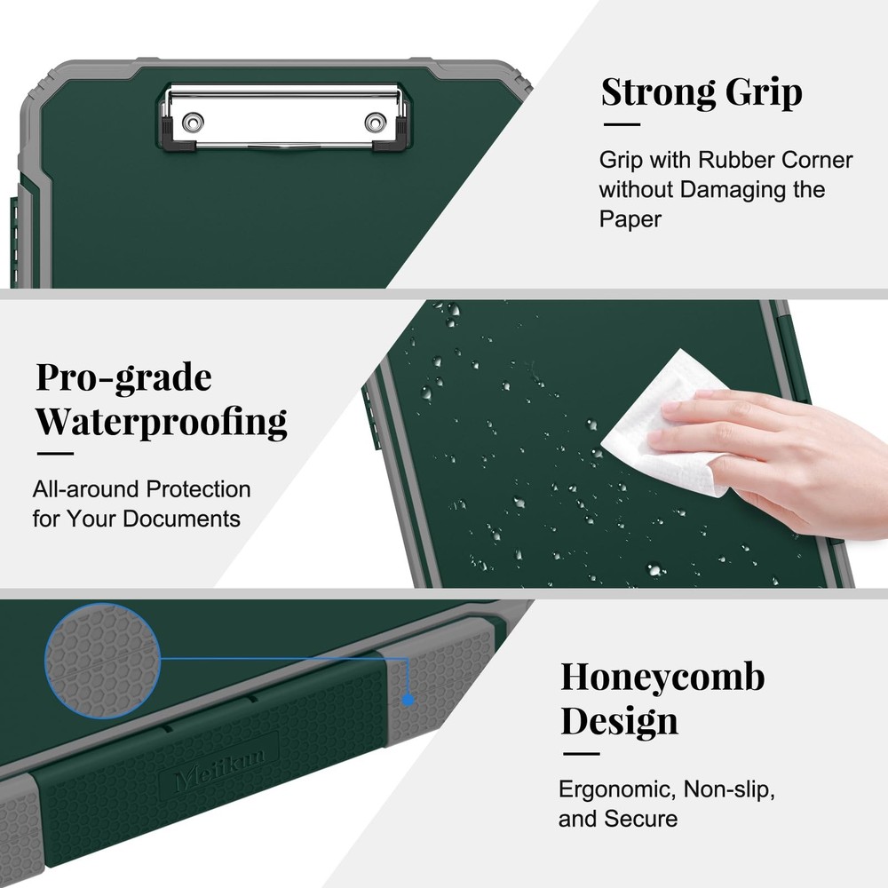Clipboard with Storage, Rugged Shockproof Protective, Internal Pen Pouch & Me...