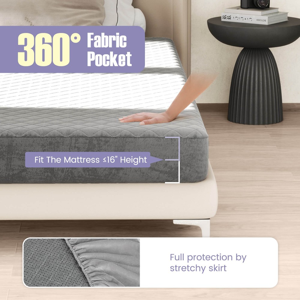 Queen Size Mattress Protector w/ Deep Pocket Sponge Padding Anti-slip Bottom