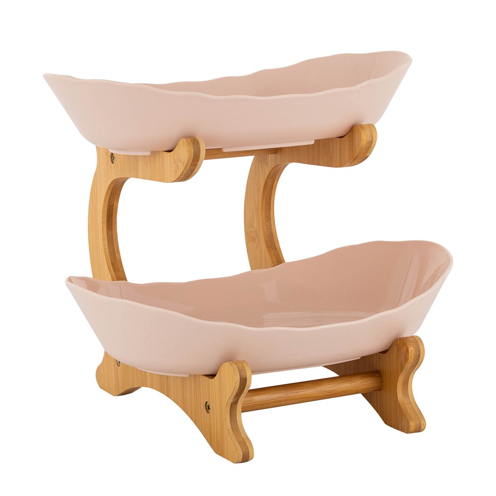 2-TierTabletop Fruit Basket Holder PP Decorative Bowl Storage Stand