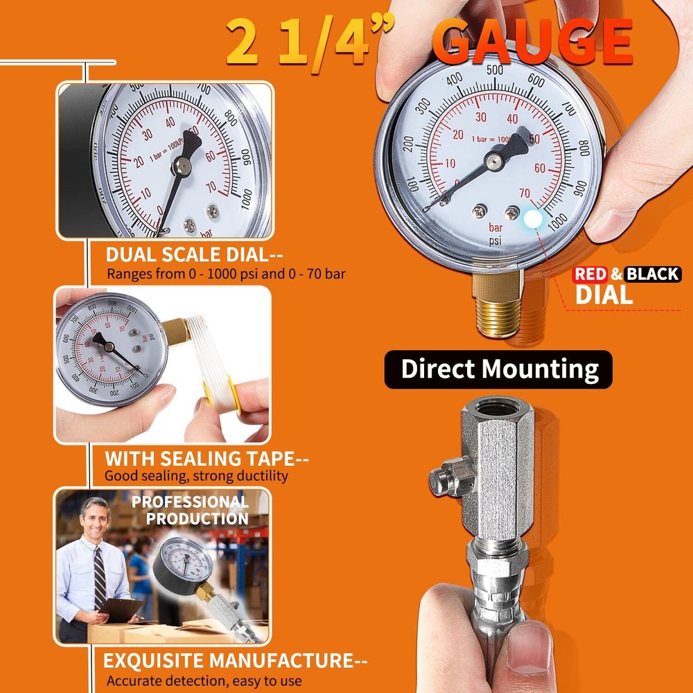 TU-15 Diesel Compression Tester/Fuel Pressure Test Tool with Gauge