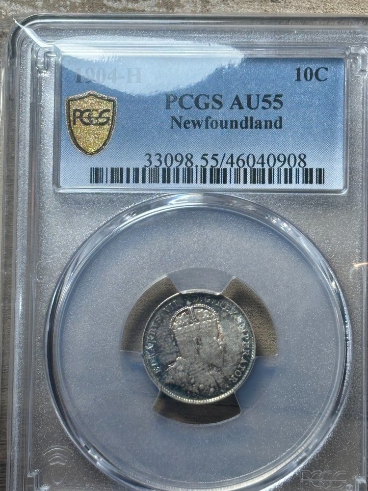 Newfoundland 10 Cent 1904-H PCGS Graded AU55