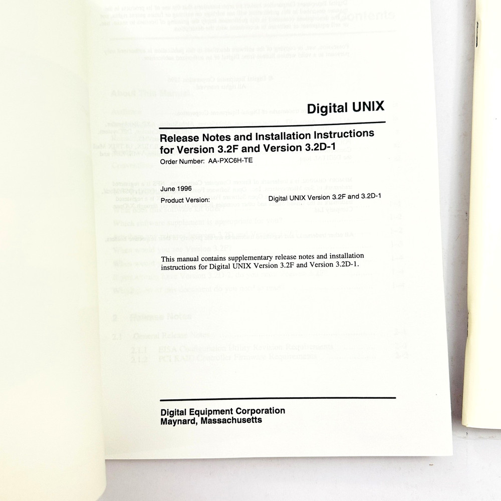 Digital DEC UNIX Installation Guide And Release Notes 2 Manual Set 1995 OSF/1