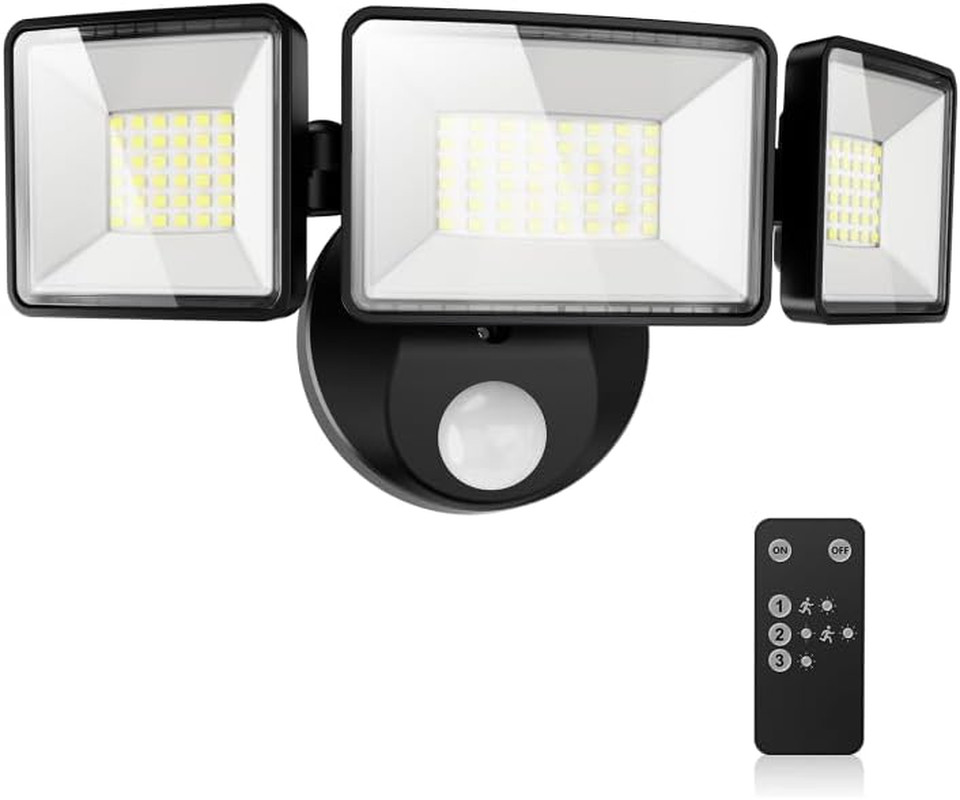 7500LM LED Security Light Motion Sensor Outdoor Lights, Adjustable 3 Head LED