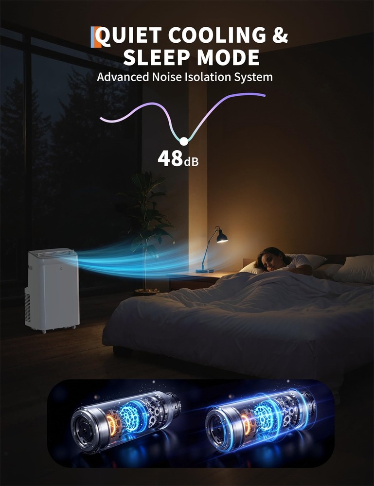 🔜➕✔️12000 BTU Portable Air Conditioners with Remote Quiet AC Unit Fan & Dehumid