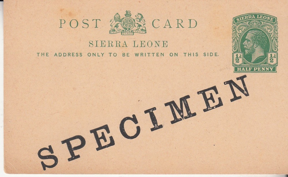 Gambia: GV Halfpenny Postal Card, overprinted SPECIMEN