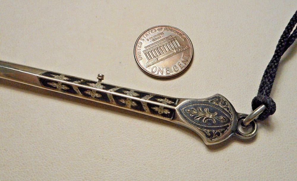 Antique Austrian .935 Silver Niello Decorated Long Handled Lorgnette
