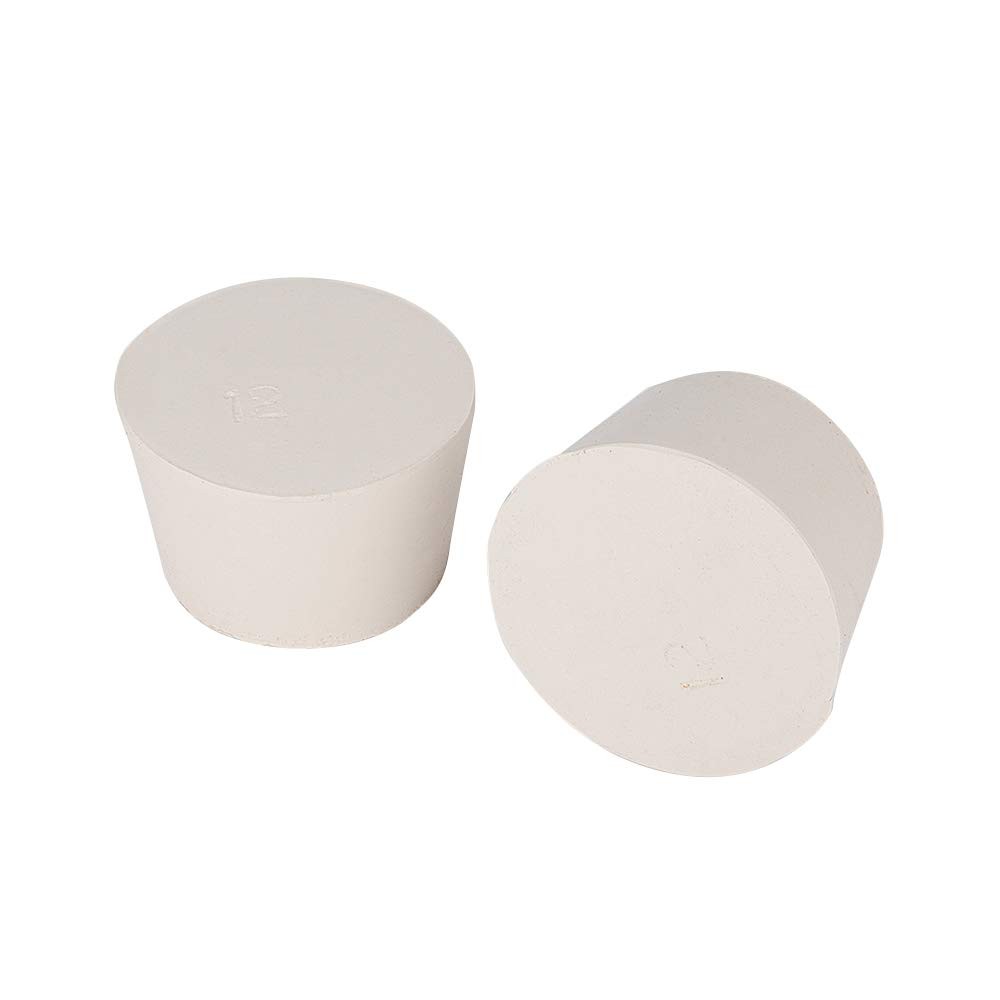 5 Pack 12# White Tapered Lab Seal Solid Rubber Stoppers 2.01x2.48 In
