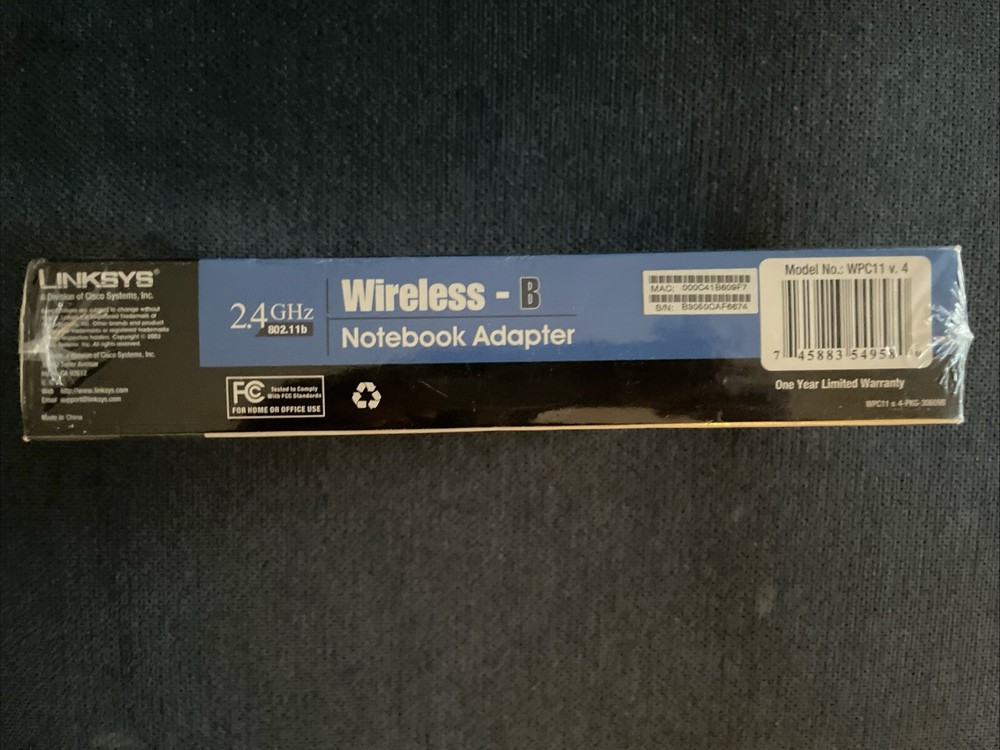 Linksys Wireless -B Or G Notebook Adapter. 802.11b
