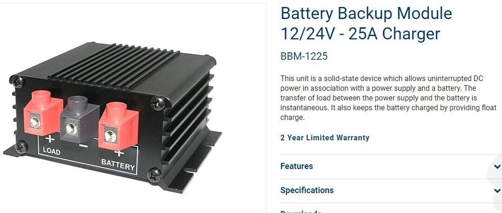 Samlex BBM-1225 Battery Backup Module 25A 12 or 24V
