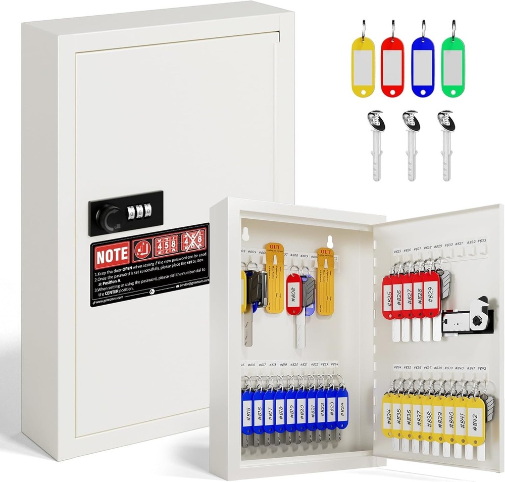 Key Lock Box for Keys with Code, Key Box Wall Mount Cabinet, Resettable Combi...