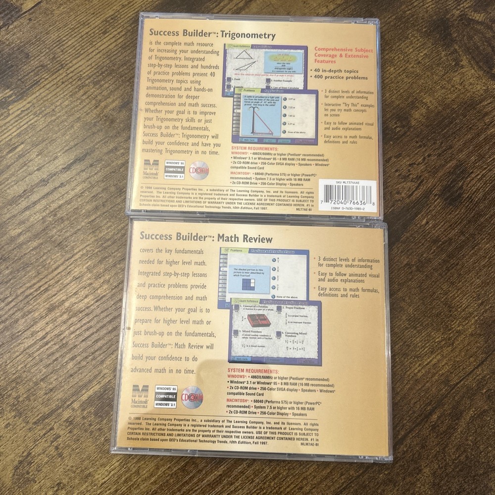 Success Builder PC CD-ROM The Learning Company Trigonometry & Math Review 1998