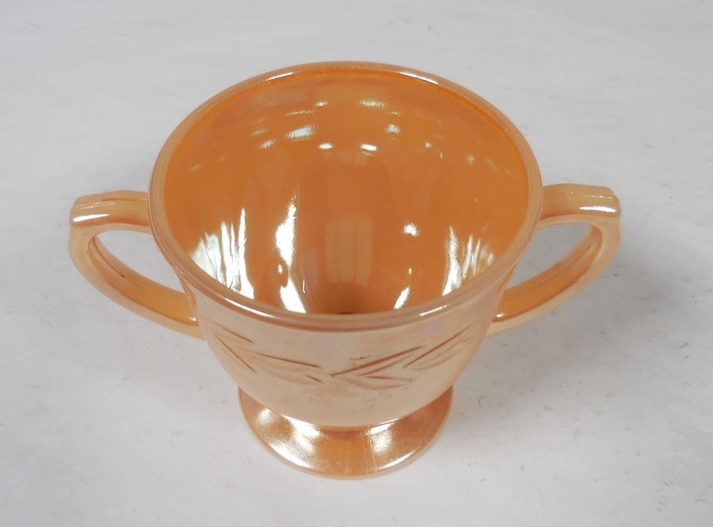 Fire King Peach Luster Laurel Leaf Creamer & Sugar Bowl