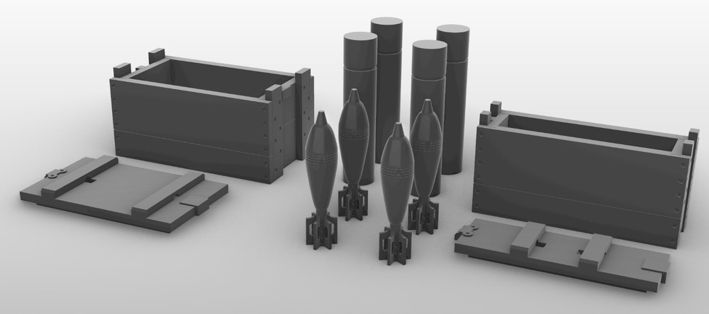 1/16 Scale Battleground US 81mm M1 Mortar - Ammo Set