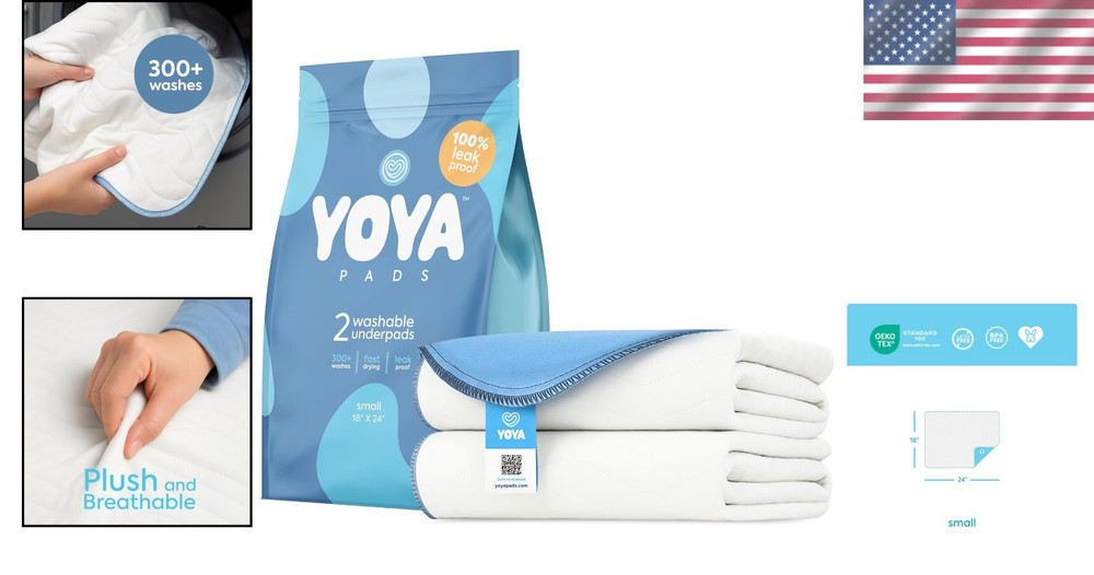 Washable Heavy Absorbency Waterproof Underpad 18”x24” - 2 Pack for Comfort