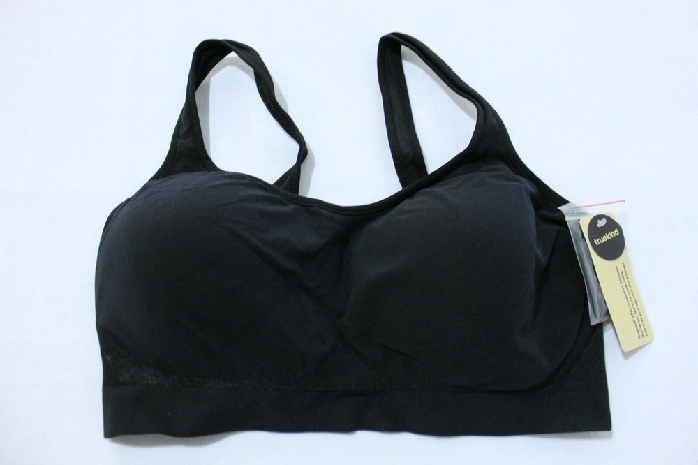 Truekind Women's Daily Comfort Wirefree Shaper Bra Black Large