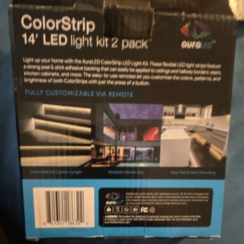 auraLED 14 ft Multicolor LED Color Changing Light Strip Kit Remote Customizable