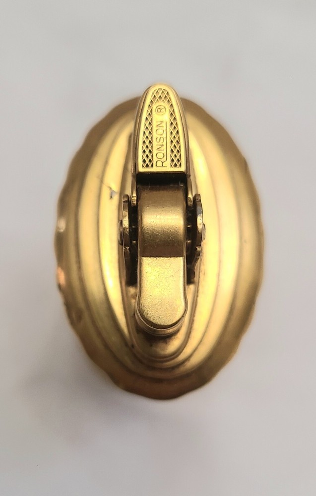 Vintage Gold Plate Ronson "NEPORT " Table Lighter Working Condition