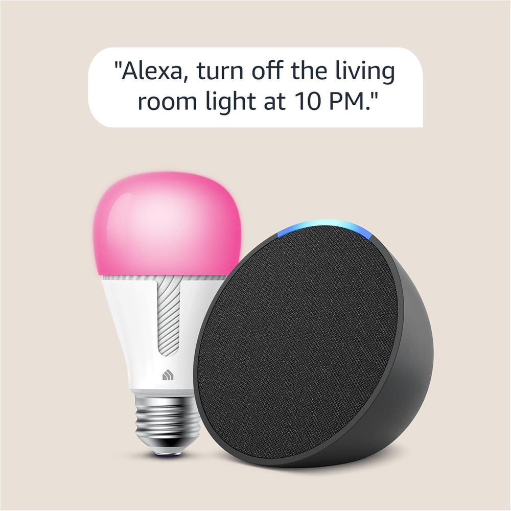 Echo Pop in Charcoal Bundle with Tp-Link Kasa Smart Color Bulb