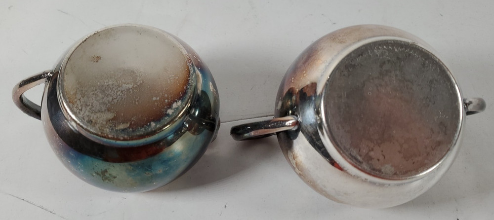 Silverplate Sugar Creamer Set 2"T x 3"D Unbranded