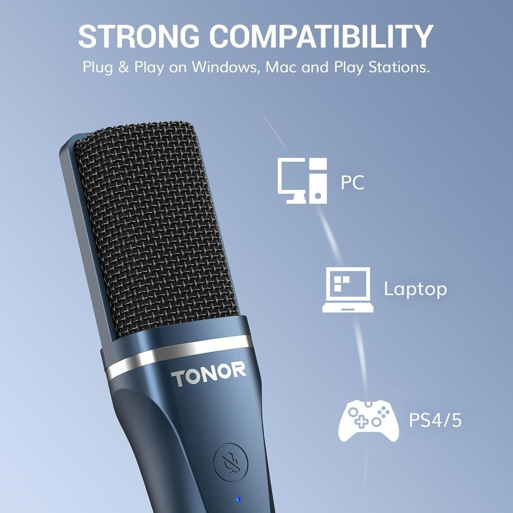 TC-777 Podcast Microphone, USB Computer Microphone, Cardioid Condenser PC Mic...