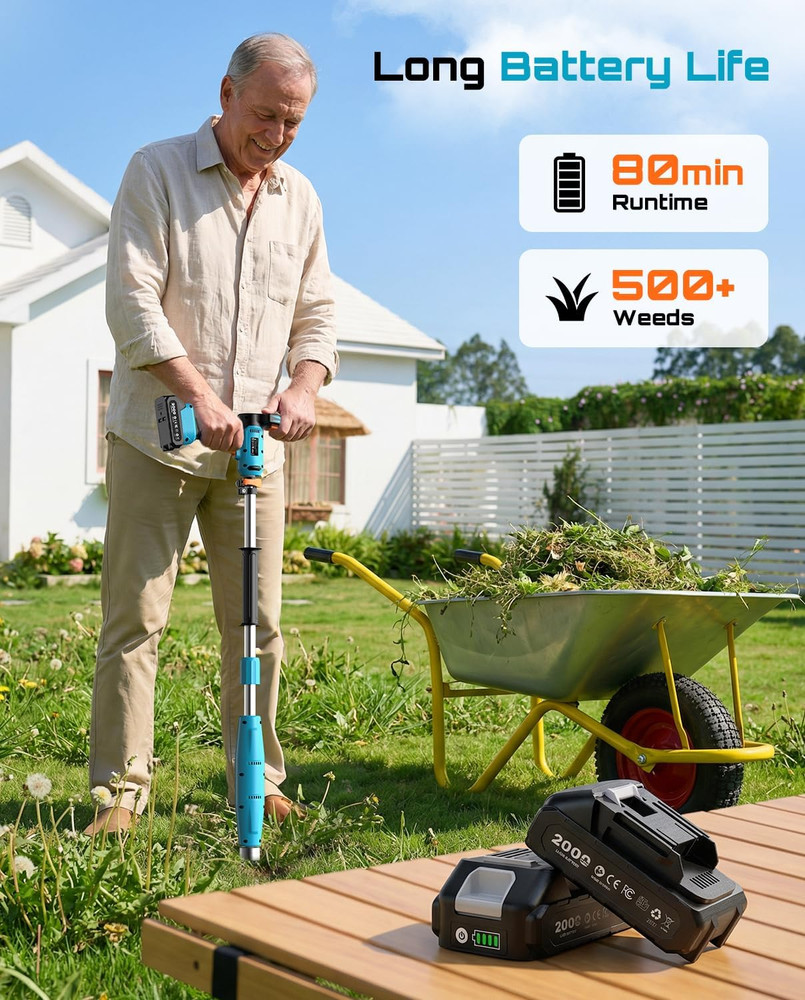 Stand-Up Weed Puller Tool with 40"-47" Adjustable Handle, High-Power 3-Claw Stai