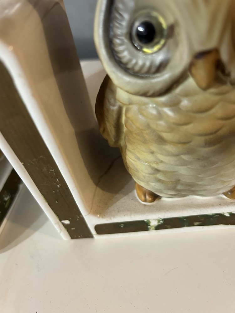 Vintage Owl Library Bookends Kitschy