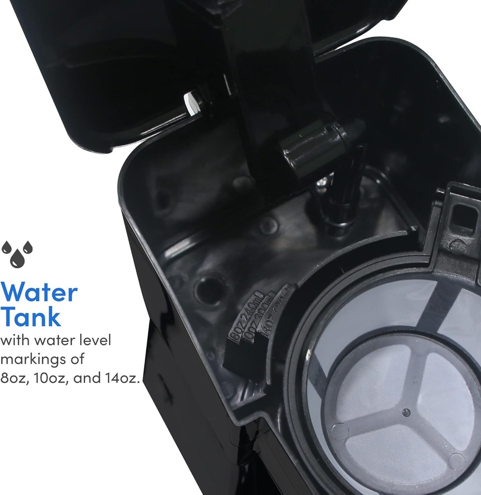 Personal Single-Serve Coffe Includes 14Oz.Coffee Grounds, Reusable Filter, Black