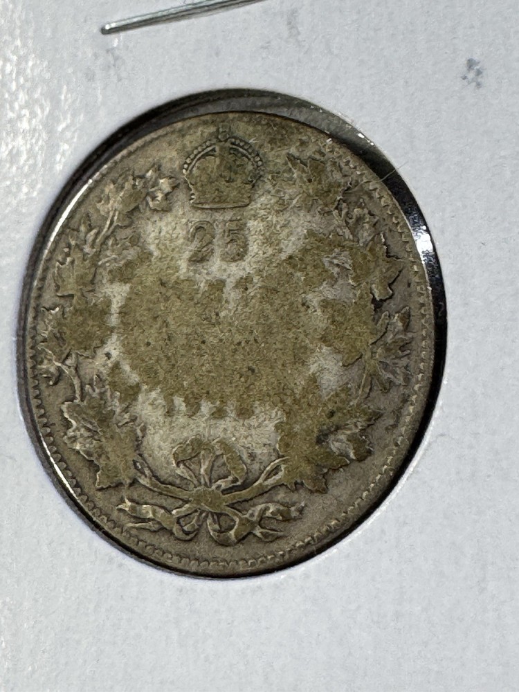 1928 Canada 25 Cents Silver Coin