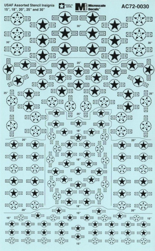 Microscale 1/72 USAF US Air Force Low Viz Assorted Stencils Insignia Decals