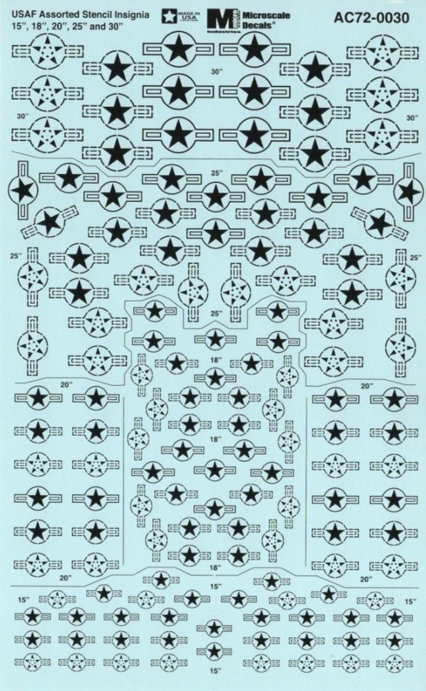 Microscale 1/72 USAF US Air Force Low Viz Assorted Stencils Insignia Decals