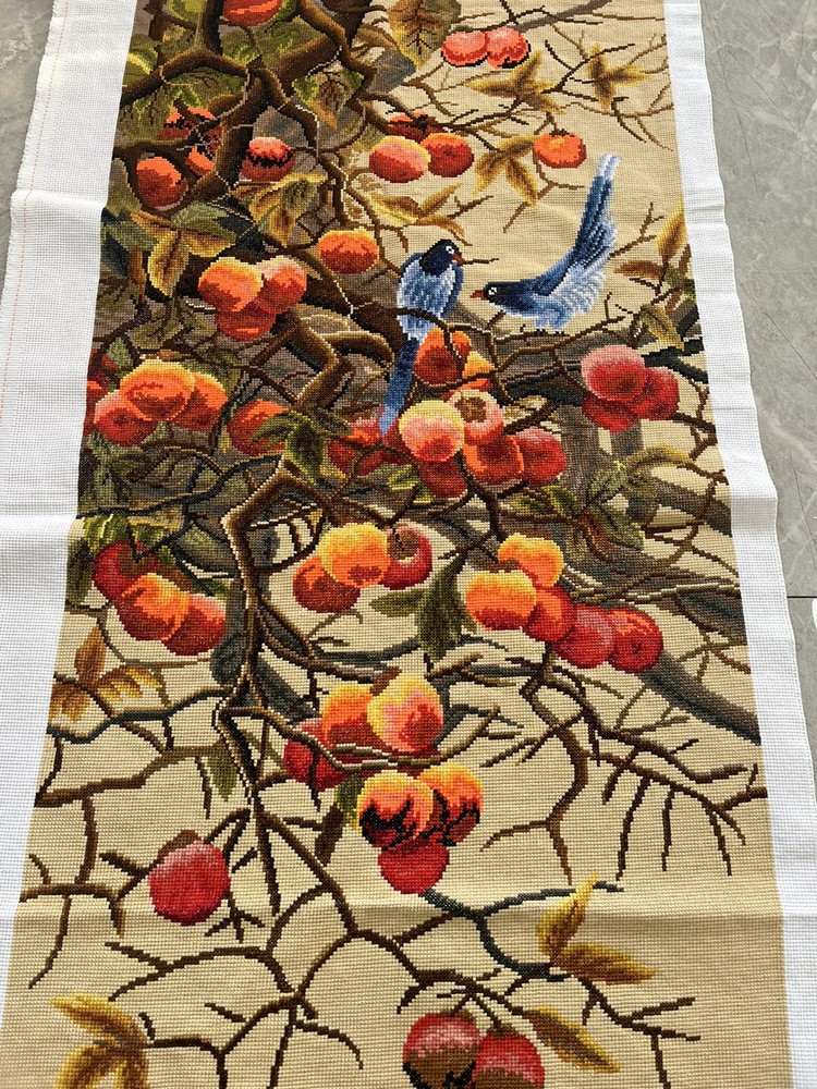 Handmade Gift completed finished cross stitch Magpie 23''x 47''