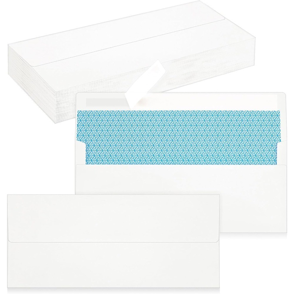 Standard White Self Seal Business Envelopes 50 Pack #10 Security Mailing for