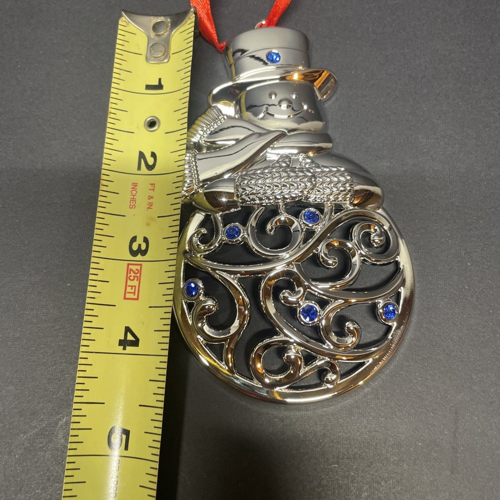 Lenox Sparkle & Scroll Silver Snowman Ornament