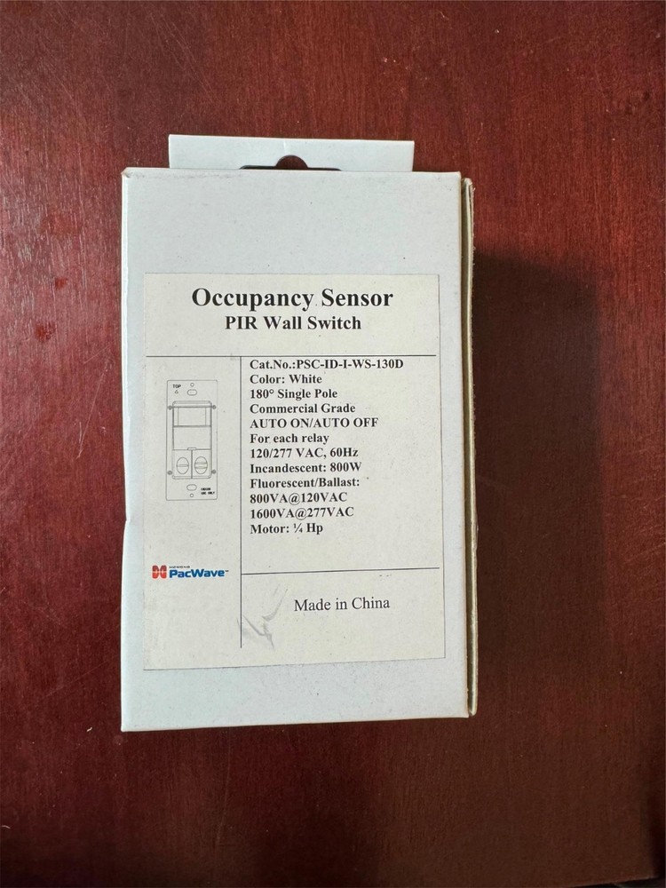 PacWave PIR Dual Relay Wall Switch with Occupancy Sensor Part # PSC-ID-I-WS-130D