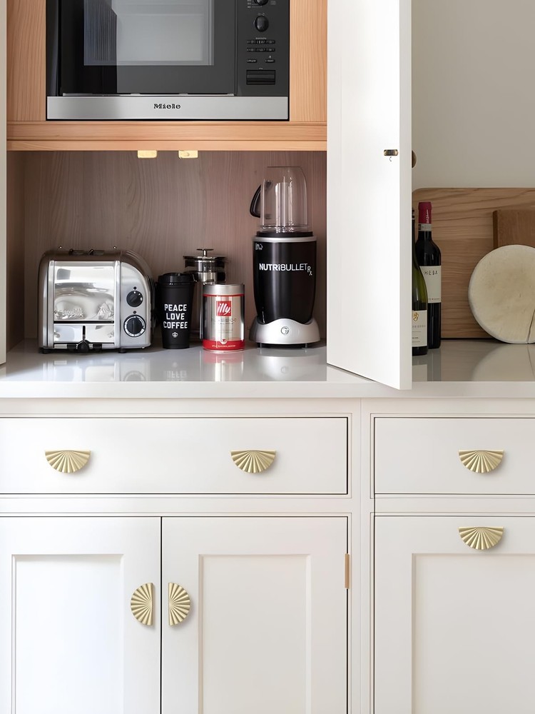 10 Pack Brushed Gold Cabinet Pulls 3" Hole Center Cup Flat Brass Drawer Pulls...