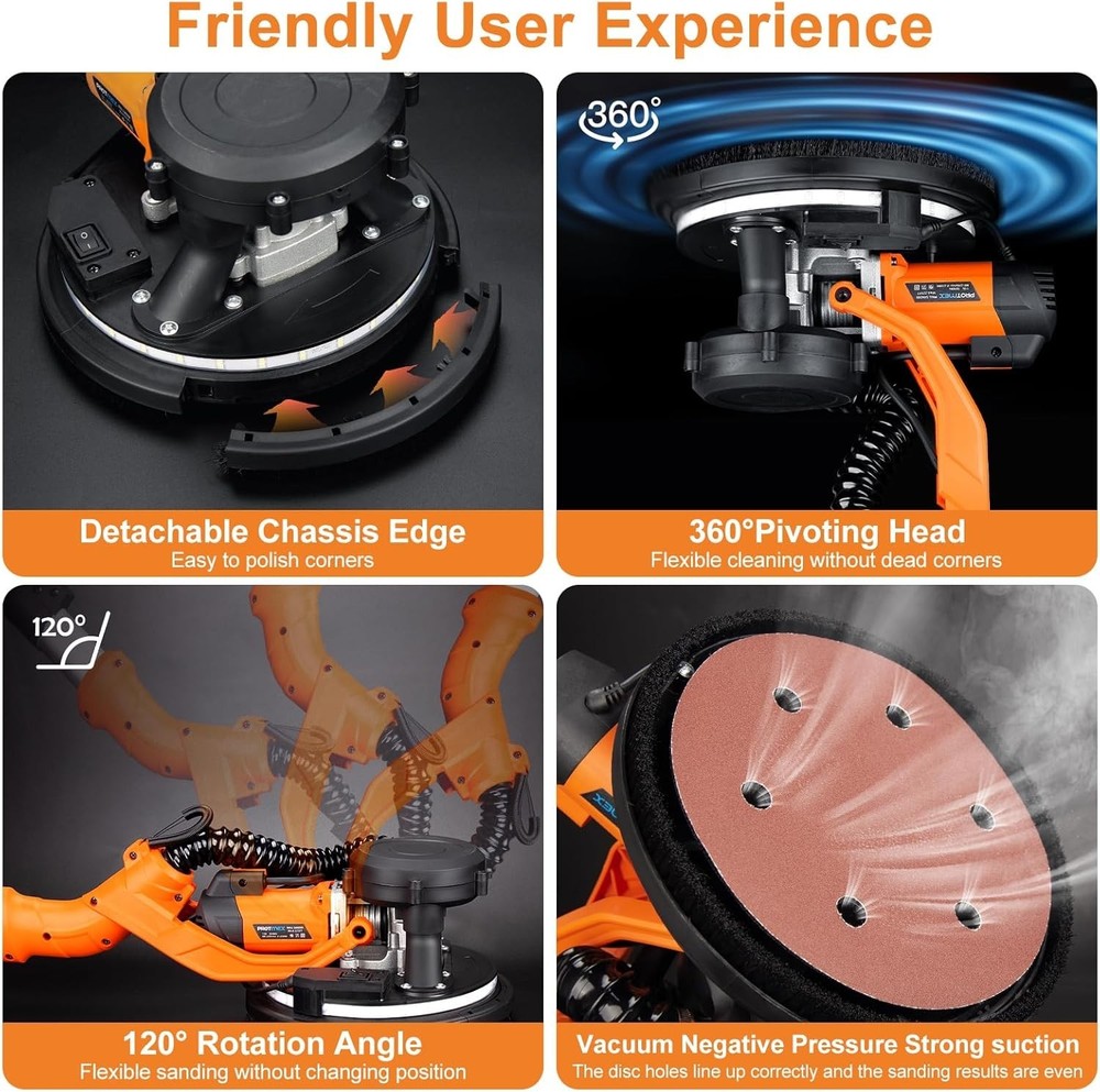 Efficient Dustless Drywall Sander with 360 LED Light