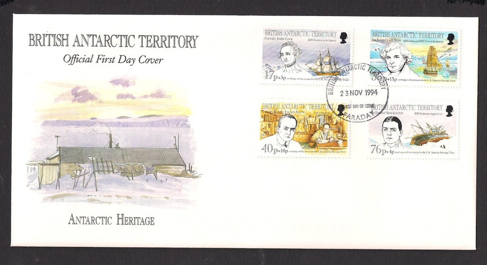 British Antarctic Territory BAT FDC Scott B1-B4 1994 Ships