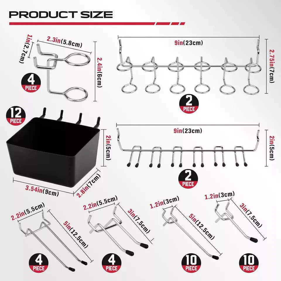 Pegboard Organizer Peg Board Hooks: 300-Piece Hooks for Black