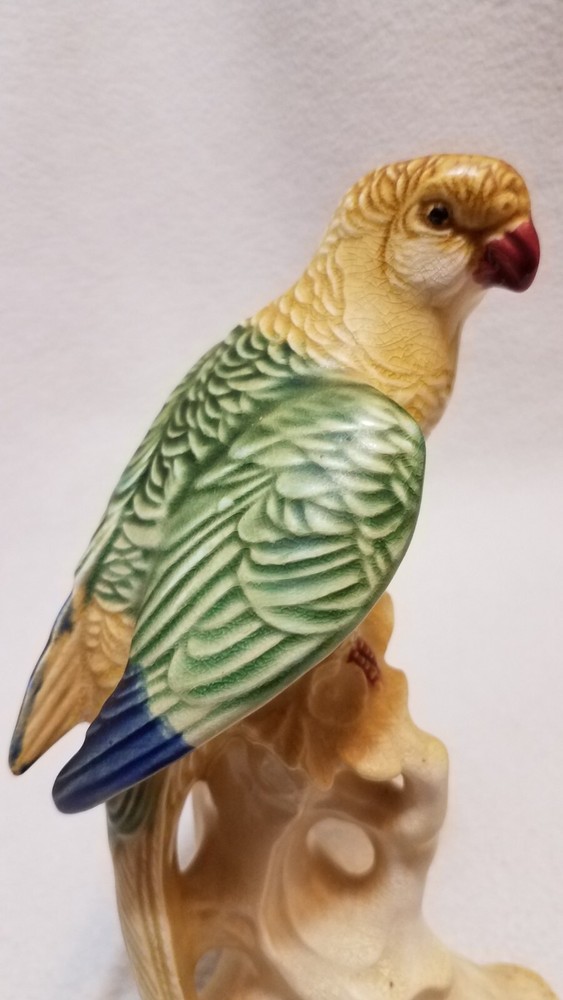 Vintage- Hand Painted Ceramic/Pottery, Parrot Figurine