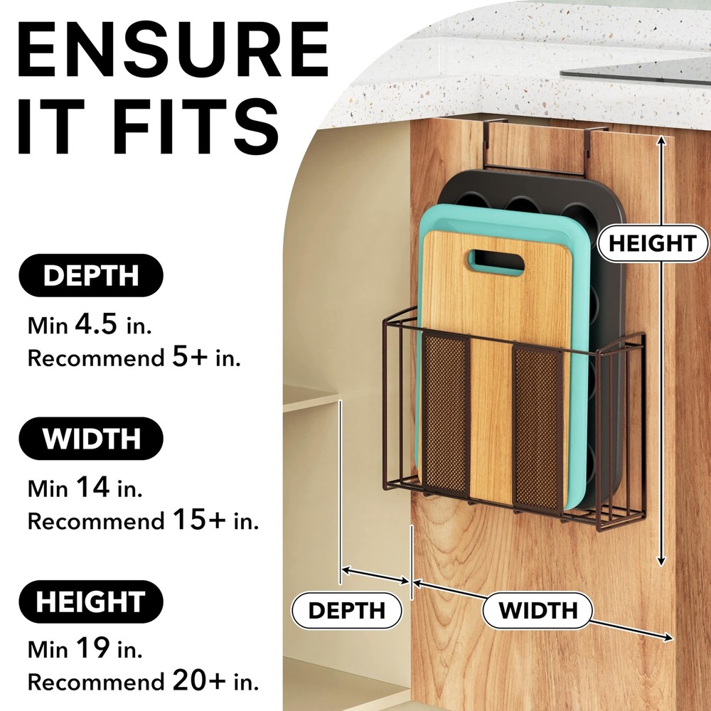 Over Cabinet Door Organizer, Mesh Bronze