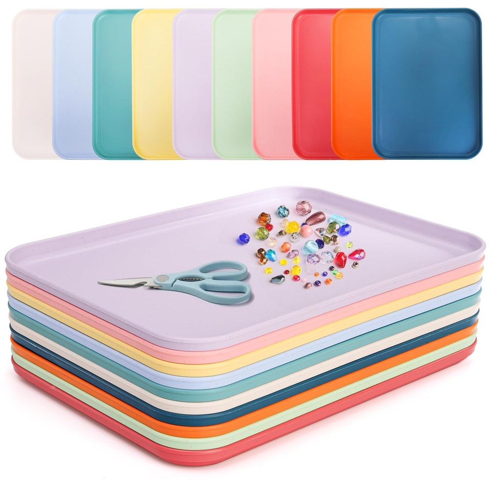 10 Pack Plastic Art Trays, Stackable Activity Crafts Organizer Tray, 12 x 8.6...