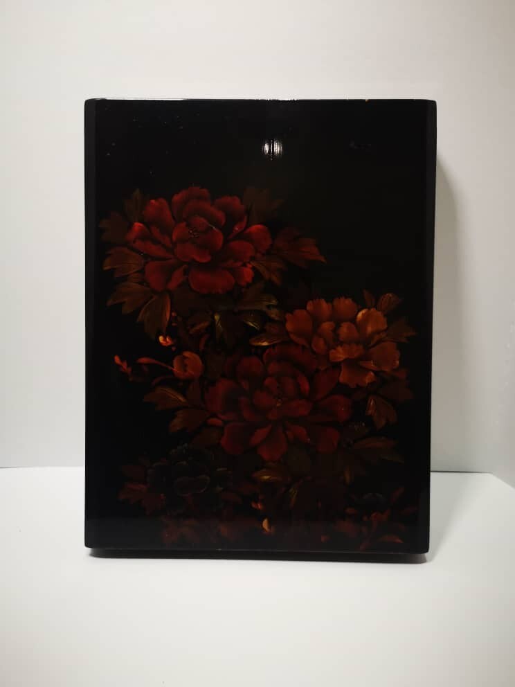 Japanese Lacquered Floral Design Letter Box Lacquerware
