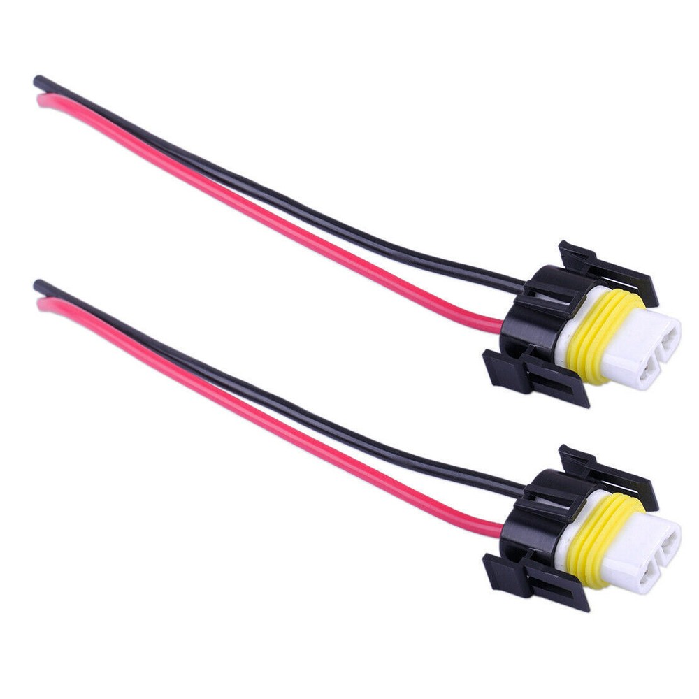 2x Wire Pigtail H11 Ceramic Female Socket Head Light High Beam Connector Harness