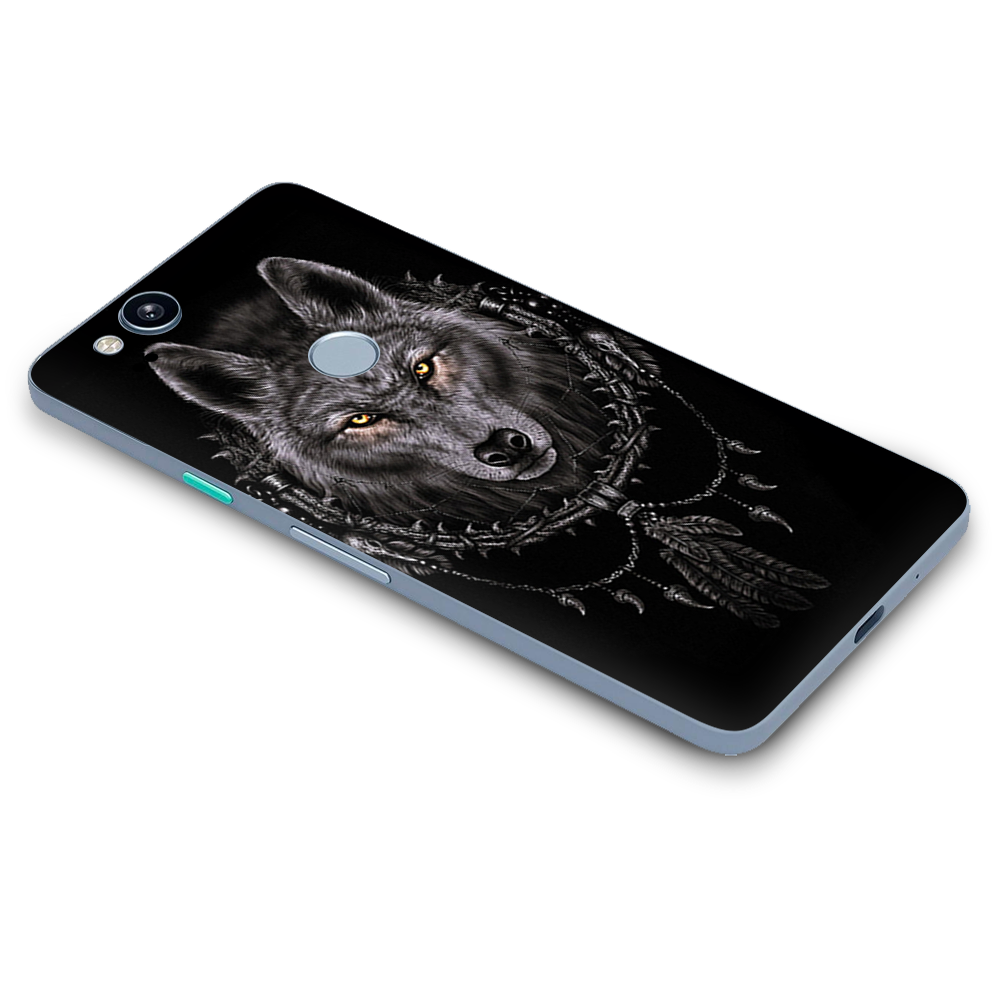 Google Pixel 2 Skins Decal Wrap Wolf dreamcatcher back white