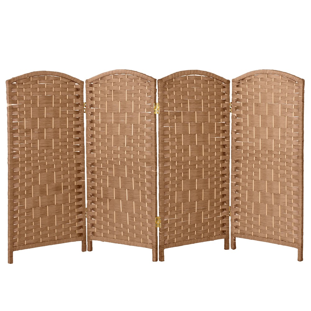 3 ft. Short Diamond Weave Fiber Folding Screen - Natural - 4 Panel