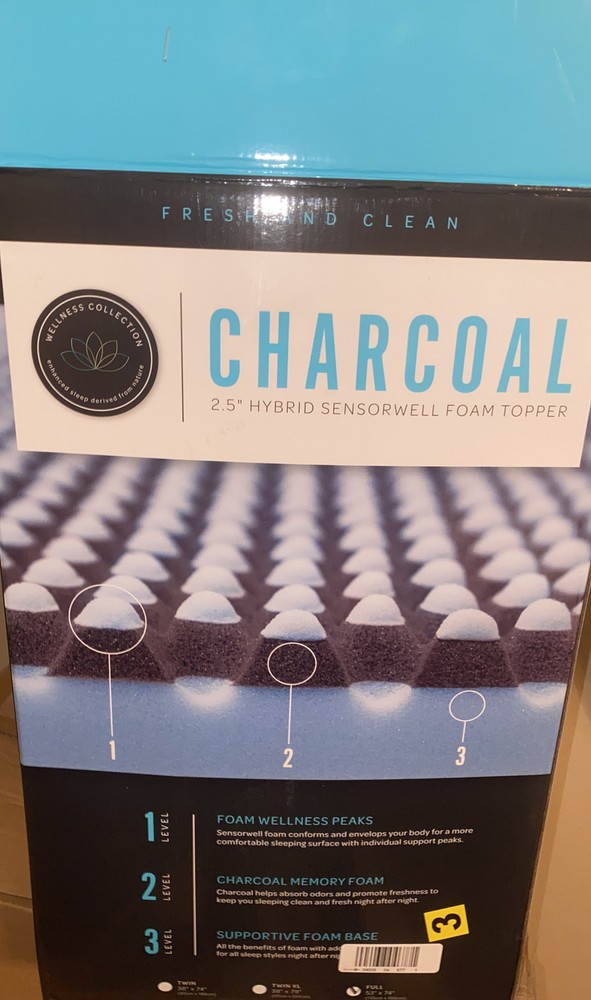 SensorPEDIC Charcoal 2.5-Inch Hybrid Sensorwell Memory Foam Topper Sz Full